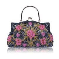 Polyester Flower Embroidery Square Clutch Evening Bag sku image 6