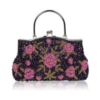 Polyester Flower Embroidery Square Clutch Evening Bag sku image 7
