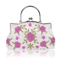 Polyester Flower Embroidery Square Clutch Evening Bag sku image 1