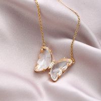 304 Stainless Steel Copper Fashion Inlay Butterfly Crystal Pendant Necklace main image 4