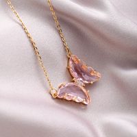 304 Stainless Steel Copper Fashion Inlay Butterfly Crystal Pendant Necklace sku image 12