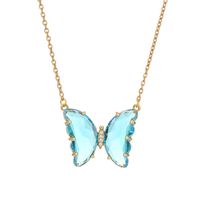 304 Stainless Steel Copper Fashion Inlay Butterfly Crystal Pendant Necklace main image 3