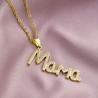 304 Stainless Steel Copper MAMA Simple Style Plating Inlay Letter Zircon Pendant Necklace main image 6