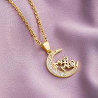 304 Stainless Steel Copper Fashion MAMA Plating Inlay Letter Heart Shape Zircon Pendant Necklace sku image 6