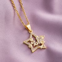 304 Stainless Steel Copper Fashion MAMA Plating Inlay Letter Heart Shape Zircon Pendant Necklace sku image 4