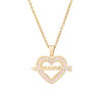 304 Stainless Steel Copper Fashion MAMA Plating Inlay Letter Heart Shape Zircon Pendant Necklace main image 3