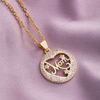 304 Stainless Steel Copper Fashion MAMA Plating Inlay Letter Heart Shape Zircon Pendant Necklace sku image 2