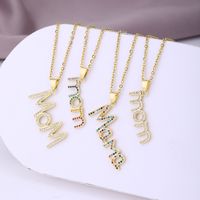 304 Stainless Steel Copper MAMA Simple Style Plating Inlay Letter Zircon Pendant Necklace main image 4