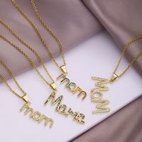 304 Stainless Steel Copper MAMA Simple Style Plating Inlay Letter Zircon Pendant Necklace main image 2