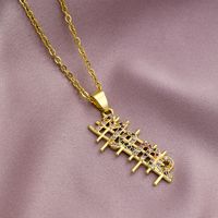 Edelstahl 304 Kupfer MAMA Einfacher Stil Überzug Inlay Brief Zirkon Halskette Mit Anhänger sku image 9