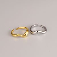 New Style Wave Curved Titanium Steel Open Ring 2 Pieces Set sku image 6