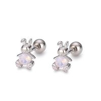 1 Paire Mignon Lapin Argent Sterling Incruster Strass Boucles D'oreilles sku image 1
