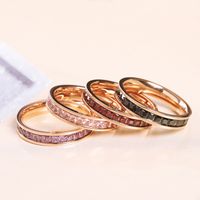 Fashion Solid Color Titanium Steel Plating Rhinestones Rings sku image 14