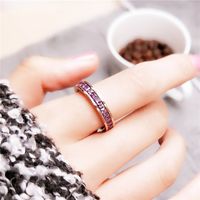 Fashion Solid Color Titanium Steel Plating Rhinestones Rings main image 5