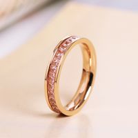 Fashion Solid Color Titanium Steel Plating Rhinestones Rings main image 2