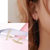 1 Pair Fashion Geometric Sterling Silver Inlay Zircon Ear Studs main image 4