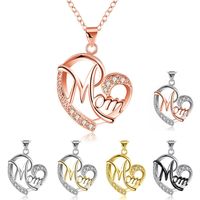 Mama Heart Shape Alloy Plating Rhinestones Mother's Day Women's Pendant Necklace main image 1