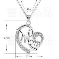 Mama Heart Shape Alloy Plating Rhinestones Mother's Day Women's Pendant Necklace main image 5