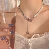 1 Piece Sweet Heart Shape Alloy Plating Artificial Rhinestones Women's Necklace main image 3