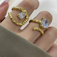 1 Piece Fashion Geometric Metal Plating Artificial Gemstones Women's Open Ring main image 1