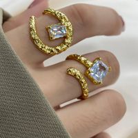 1 Piece Fashion Geometric Metal Plating Artificial Gemstones Women's Open Ring main image 4
