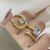 1 Piece Fashion Geometric Metal Plating Artificial Gemstones Women's Open Ring main image 5