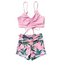 Women's Leaves Solid Color 2 Piece Set Tankinis main image 2