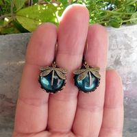 1 Pair Retro Round Dragonfly Alloy Plating Inlay Crystal Women's Drop Earrings main image 4
