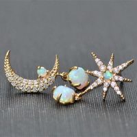 1 Pair Fashion Star Moon Alloy Asymmetrical Plating Inlay Opal Zircon Women's Drop Earrings main image 4