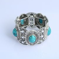 Retro Oval Water Droplets Alloy Gem Turquoise Women's Necklace sku image 5