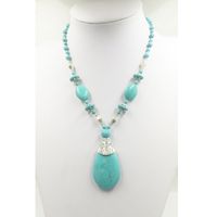 Retro Oval Water Droplets Alloy Gem Turquoise Women's Necklace main image 4