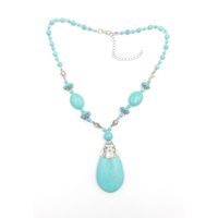 Retro Oval Water Droplets Alloy Gem Turquoise Women's Necklace main image 2