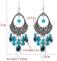 Retro Oval Water Droplets Alloy Gem Turquoise Women's Necklace sku image 2