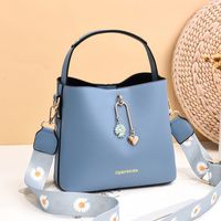 Women's Small Autumn Pu Leather Daisy Fashion Bucket Zipper Bucket Bag sku image 2