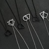 Retro Triangle Square Titanium Steel Plating Necklace main image 3