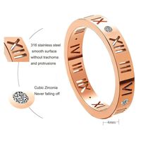 1 Piece Simple Style Number Alloy Plating Hollow Out Inlay Rhinestones Couple Rings main image 3