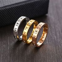 1 Piece Simple Style Number Alloy Plating Hollow Out Inlay Rhinestones Couple Rings main image 1