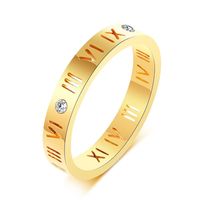 1 Piece Simple Style Number Alloy Plating Hollow Out Inlay Rhinestones Couple Rings sku image 10