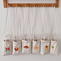 Medium All Seasons Canvas Cartoon Cute Fashion Embroidery Cylindrical Magnetic Buckle Shoulder Bag Canvas Bag main image 1