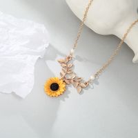 1 Piece Pastoral Sunflower Alloy Plating Artificial Pearls Women's Necklace main image 4