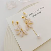 Mode Sucré Fleur Alliage Placage Perles Artificielles Femmes Clips D'oreille Des Boucles D'oreilles main image 3