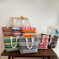 Mujeres Estilo Vintage Geométrico Lienzo Bolsa De La Compra main image 1