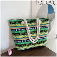 Women's Vintage Style Geometric Canvas Shopping Bags sku image 2