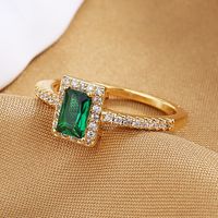 Retro Square Copper Inlaid Zircon Rings sku image 13