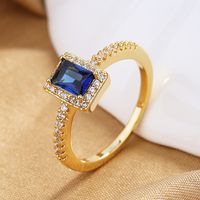 Retro Square Copper Inlaid Zircon Rings sku image 12