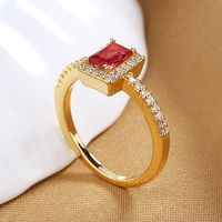 Retro Square Copper Inlaid Zircon Rings sku image 8