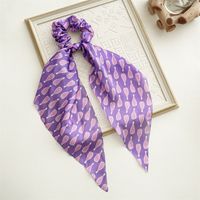 Fashion Printing Heart Shape Flower Satin Printing Pleated Hair Tie 1 Piece sku image 4