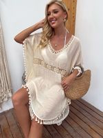 Vacation Tassel Solid Color Cover Ups main image 3