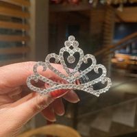 Fashion Crown Alloy Plating Inlay Rhinestones Pearl Insert Comb 1 Piece sku image 9