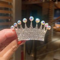 Fashion Crown Alloy Plating Inlay Rhinestones Pearl Insert Comb 1 Piece sku image 7